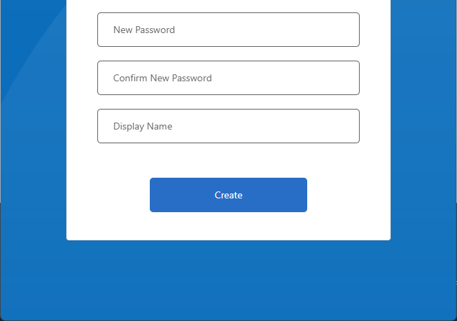 Create Password and Name